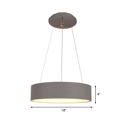 Round Metal Chandelier Light Simple LED Grey Hanging Ceiling Lamp for Living Room