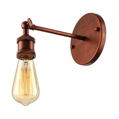 Rustic Single Bulb LED Wall Sconce Light in Wrought Iron for Hallway Porch Stairs