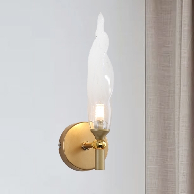 Torch Shape Wall Lighting Modern Clear Glass 1 Head Brass LED Wall Sconce Lamp for Bedside