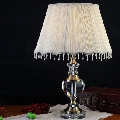 Urn-Shaped Table Light Modern Clear Crystal 1 Bulb Grey Small Desk Lamp, 14