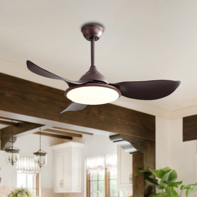 3-Blade Traditional Round Pendant Fan Lamp 42