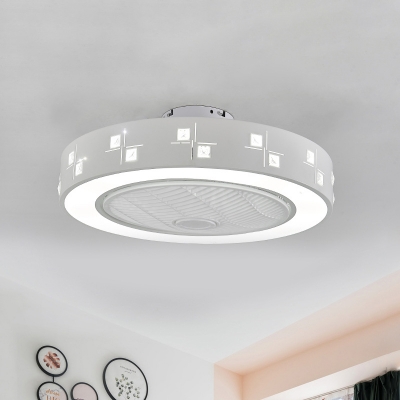Acrylic White Ceiling Fan Lighting Linear/Square LED Modern Semi Flush Mount Light Fixture for Living Room, 21.5