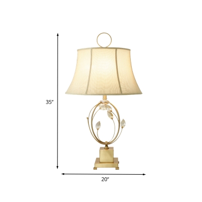 Bell Reading Lamp Contemporary Fabric 1 Bulb Task Lighting in Gold for Living Room