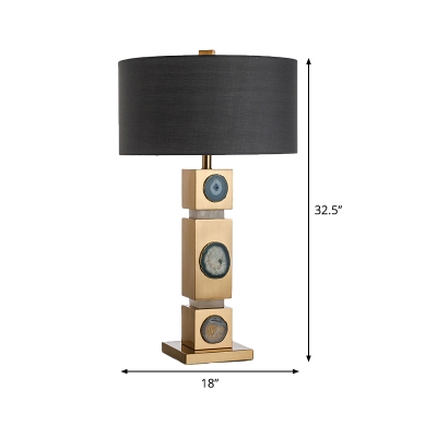 Black Cylinder Reading Lamp Modernism 1 Bulb Fabric Task Lighting for Living Room