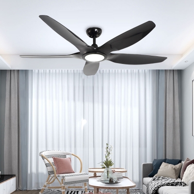 Black LED Ceiling Fan Lamp Modernist Metal 5 Blades Semi Flush Mounted Lamp for Bedroom, 60