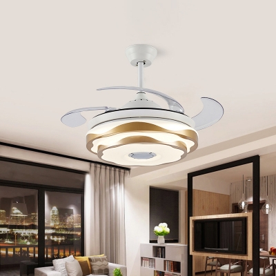 Circle Bedroom Fan Lamp Modern Metal LED 42