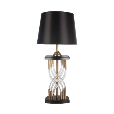 Contemporary 1 Head Task Lighting Gold Conical Night Table Lamp with Fabric Shade