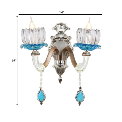Elegant Lutus Sconce Light with Crystal Decoration 1/2 Lights Metal Wall Lamp for Bedroom