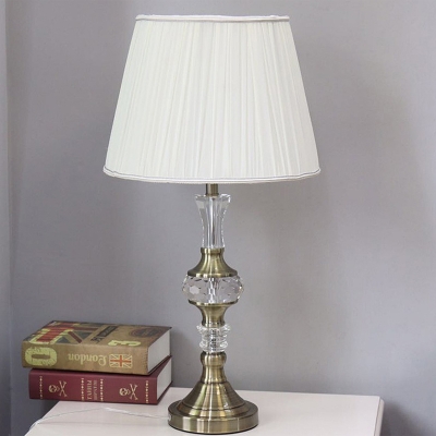 Fabric Barrel Table Light Modernist 1 Bulb Small Desk Lamp in Gold for Living Room