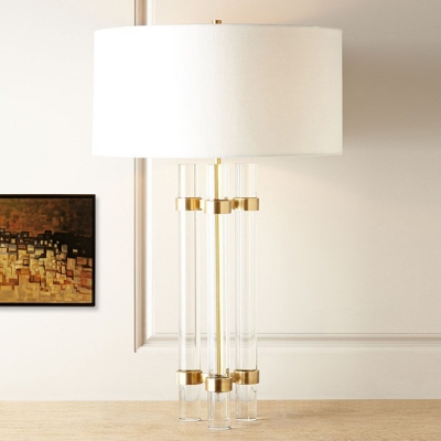 Fabric Cylindrical Reading Lamp Contemporary 1 Bulb Task Lighting in Gold for Bedroom