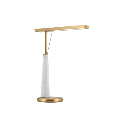 LED Bedside Desk Light Modernism Brass Nightstand Lamp with Straight Metal Shade