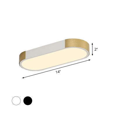 LED Corridor Flush Light Fixture Simple White and Gold/Black and Gold Flush Lamp with Rectangle Metal Shade
