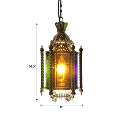 Metal Brass Chandelier Light Fixture Lantern 2 Bulbs Arabic Hanging Lamp Kit for Restaurant