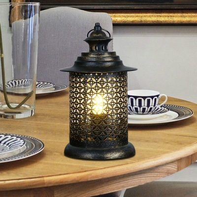 Oval/Cylinder Cafe Night Table Lighting Arab Metal 1 Bulb Black Nightstand Light, 5