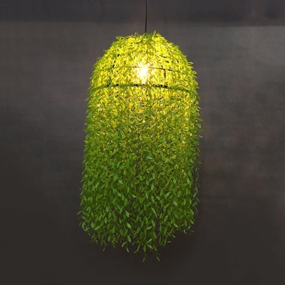 Plant Restaurant Suspension Lamp Industrial Metal 1-Light Green LED Down Lighting Pendant