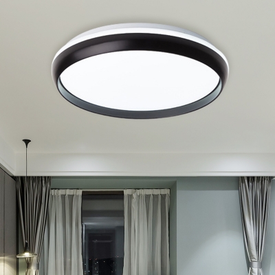 Simple Circle Flushmount Lighting Metal Living Room LED Flush Mount Lamp Fixture in Black/Gold/Silver