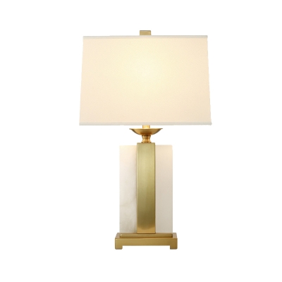 1 Bulb Bedroom Task Lighting Modern Gold Small Desk Lamp with Pagoda Fabric Shade