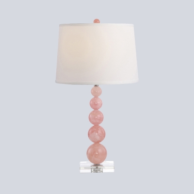 1 Bulb Bedside Task Lighting Modern Pink Nightstand Lamp with Barrel Fabric Shade