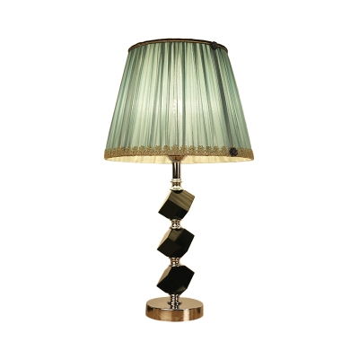 1 Head Barrel Nightstand Lamp Modern Fabric Reading Light in Green/Red for Living Room