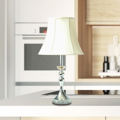 1 Head Bedside Table Light Modern White Small Desk Lamp with Flared Fabric Shade