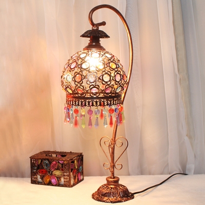 1 Head Metal Task Lighting Art Deco Brass/Red Laser Cut Living Room Night Table Lamp