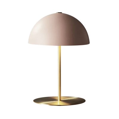 1 Head Study Task Lighting Modernist Pink Nightstand Lamp with Bowl Metal Shade