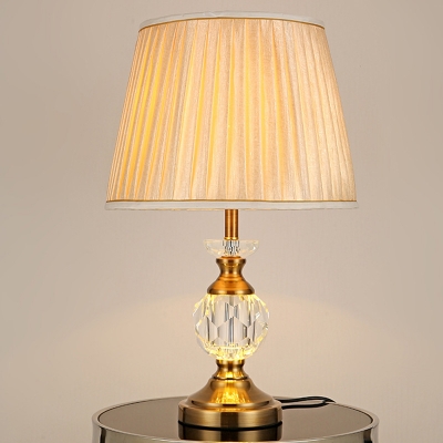 Barrel Fabric Desk Light Modernism 1 Head Beige Night Table Lamp for Living Room