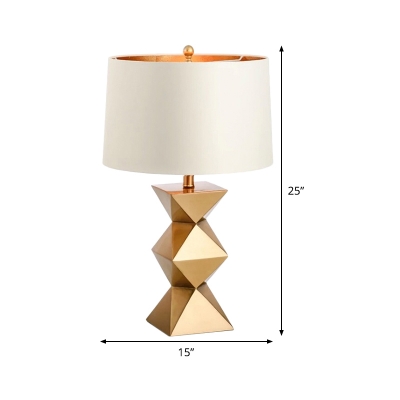 Contemporary 1 Bulb Desk Light White Cylindrical Night Table Lamp with Fabric Shade