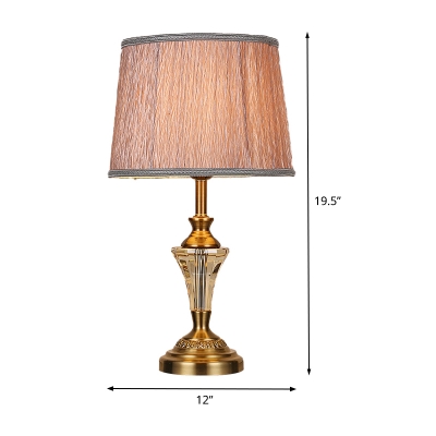 Contemporary 1 Bulb Task Lighting Gold Barrel Small Desk Lamp with Fabric Shade
