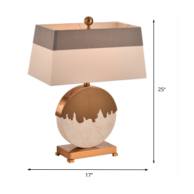 Contemporary 1 Bulb Task Lighting Gold Tapered Small Desk Lamp with Fabric Shade