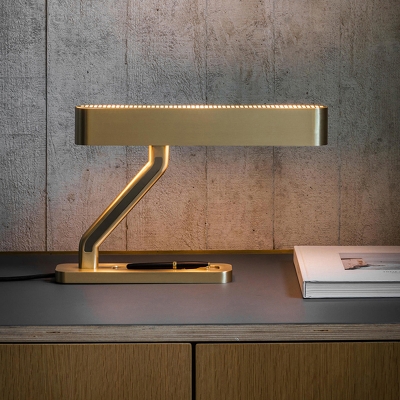 Contemporary LED Task Lighting Gold Oblong Reading Book Light with Metal Shade