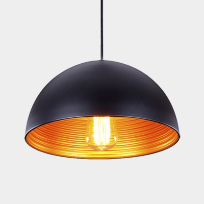 Dome Bar Drop Pendant Lamp Industrial Metal 1 Head White/Black Finish Hanging Ceiling Light