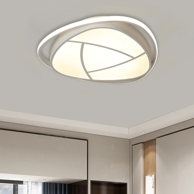 Grey Floral Flush Lamp Fixture Minimalist LED Metal Flush Mount with White Acrylic Shade