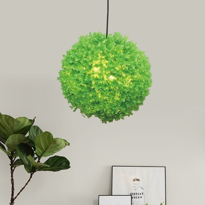 Industrial Ball Plant Ceiling Pendant 1 Head Metal Hanging Light Fixture in Green, 12