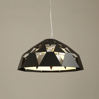 Iron Diamond Shape Pendant Light Fixture Contemporary 3 Heads Ceiling Chandelier in Black