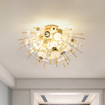 Modernist Blossom Flush Ceiling Light Metal 6 Heads Bedroom LED Flush Mount in Gold