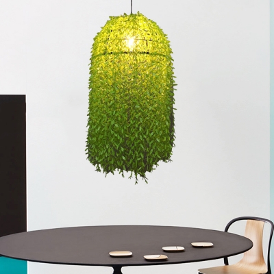 Plant Restaurant Suspension Lamp Industrial Metal 1-Light Green LED Down Lighting Pendant