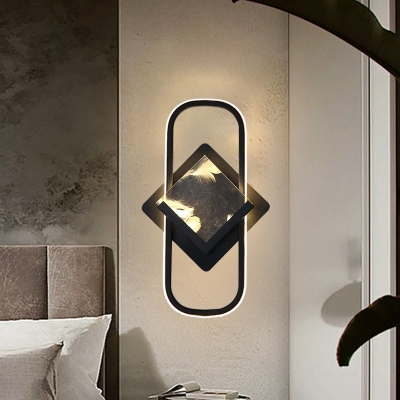 Square and Rectangle Wall Light Modern Acrylic LED Black Wall Mount Sconce in Warm/White Light