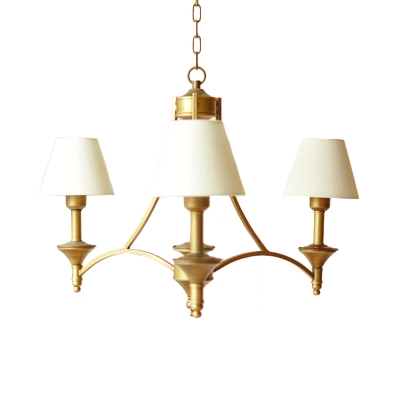 Tapered Shade Suspension Light 3 Lights Traditional Metal Chandelier in Gray Blue/Green/Off-White for Bedroom