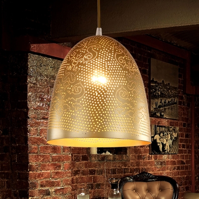 1 Bulb Dome Pendant Light Fixture Arabian Black/Brass Metal Hanging Lamp for Restaurant