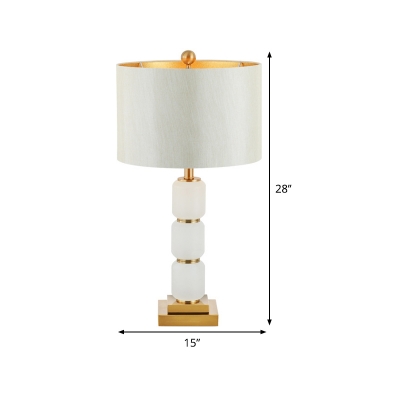 1 Bulb Living Room Task Light Modern White Small Desk Lamp with Drum Fabric Shade