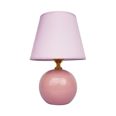 1 Head Bedside Task Lighting Modernist Pink Night Table Lamp with Conical Fabric Shade