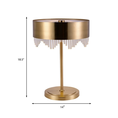 1 Head Living Room Desk Light Modern Gold Night Table Lamp with Drum Metal Shade