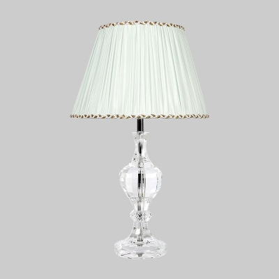 1 Head Living Room Table Lamp Modernist White Desk Light with Conical Fabric Shade