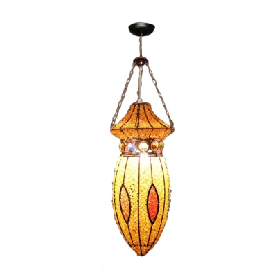 1 Head Urn Hanging Lamp Vintage Yellow Metal Ceiling Pendant Light with Adjustable Chain