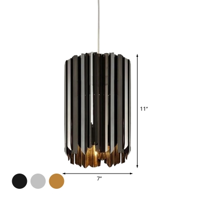 1 Light Bedroom Suspension Light Modernism Black/Chrome/Gold Hanging Light Kit with Cylinder Metal Shade