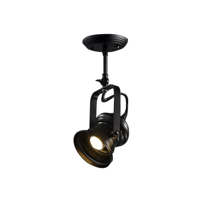 Black 1 Head Spotlight Flush Lighting Farmhouse Metallic Camera Semi Flush Mount Lamp with Handle