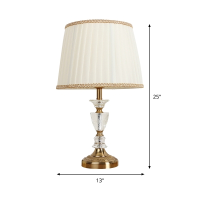 Contemporary 1 Head Reading Light Gold Tapered Drum Night Table Lamp with Fabric Shade