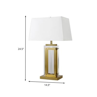Contemporary Rectangular Desk Light Clear Crystal 1 Head Night Table Lamp in Gold