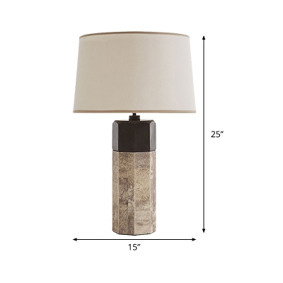 Contemporary Tapered Drum Task Lighting Fabric 1 Bulb Night Table Lamp in Beige
